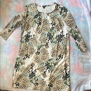 Leopard Print Dress with Green and Black Accents